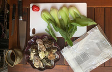 BBQ Grilled Oysters with Baby Bok Choy and Ponzu